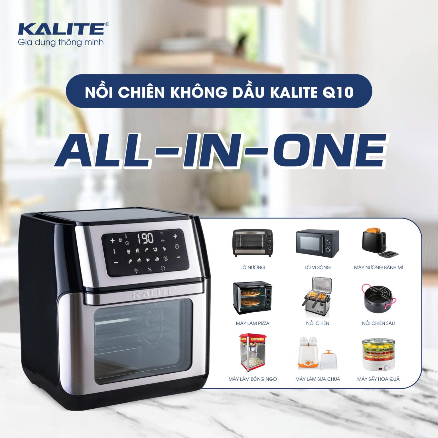 Nồi chiên không dầu Kalite Q10 thay thế 9 thiết bị nhà bếp