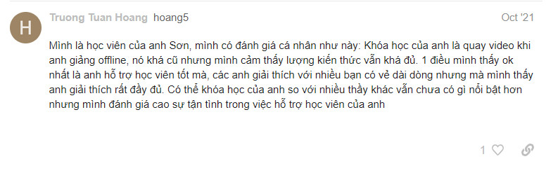 Nhiều bạn cho rằng Nguyễn Việt Nam Sơn có tâm và tận tình