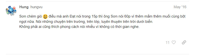 Nhiều bạn cho rằng Nguyễn Việt Nam Sơn nói nhiều luyên thuyên