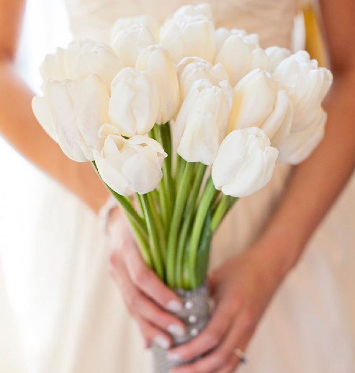 Hoa cưới cầm tay đẹp cho các nàng bằng hoa tulip
