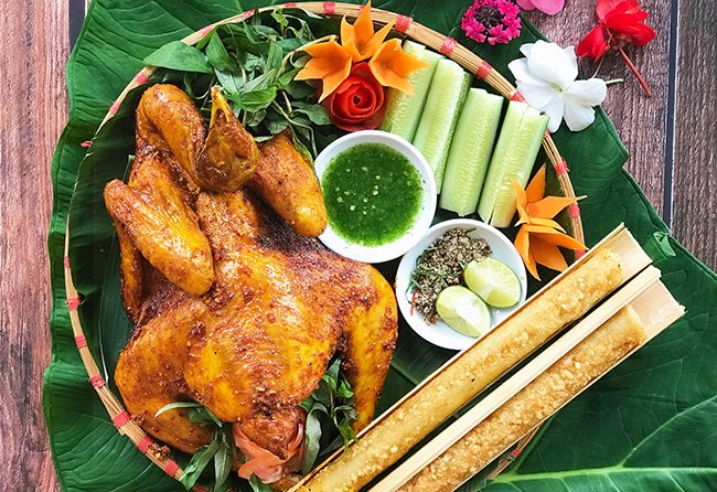 Gà nướng cơm lam -Review đồ ăn tại khu du lịch Đà Lạt
